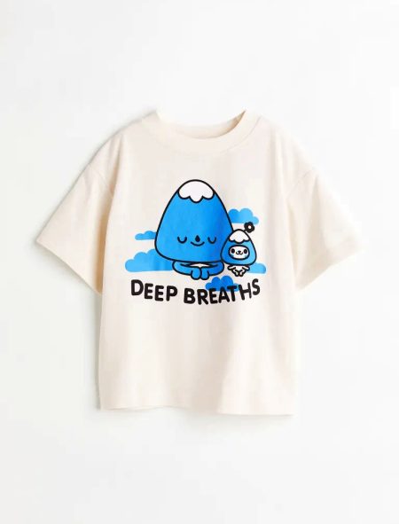 Deep Breaths Baskılı Tişört (Oversize)