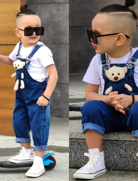 Ayıcıklı Kot Salopetli Takım