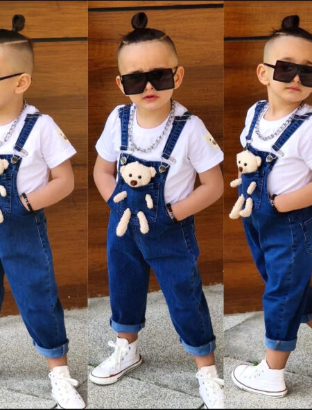 Ayıcıklı Kot Salopetli Takım