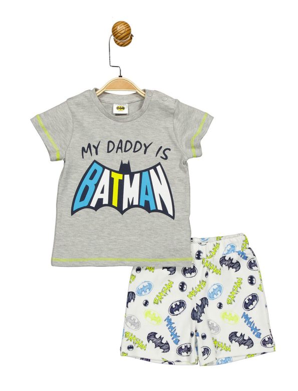 Batman Lisanslı Bebek Şortlu Gri Takım
