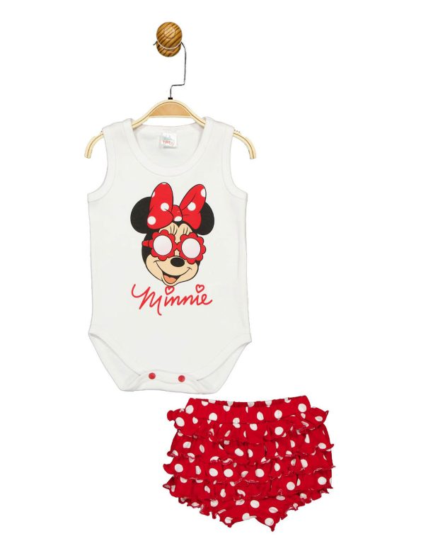 Minnie Mouse Lisanslı Kırmızı Bebek Takım