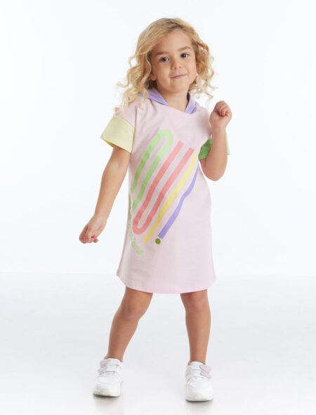 Kapusonlu Çocuk Elbise 4 kiz cocuk kapusonlu elbise pembe 1