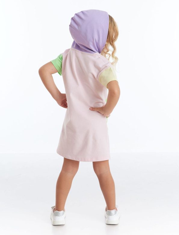 Kız Çocuk Kapüşonlu Pembe Elbise