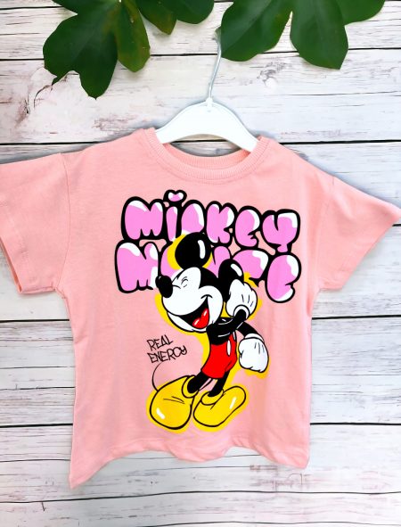 Mickey Mouse Baskılı Pembe Tişört