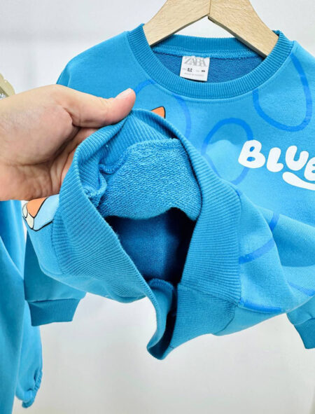 Bluey Baskılı Mavi Eşofman Takımı 3 unisex çocuk eşofman takımı