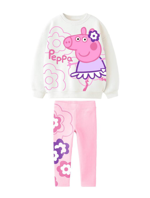 Kız Çocuk Peppa Bisiklet Yaka Taytlı Alt-Üst Takım