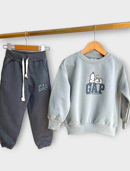 Snoopy Desenli Gri Takım